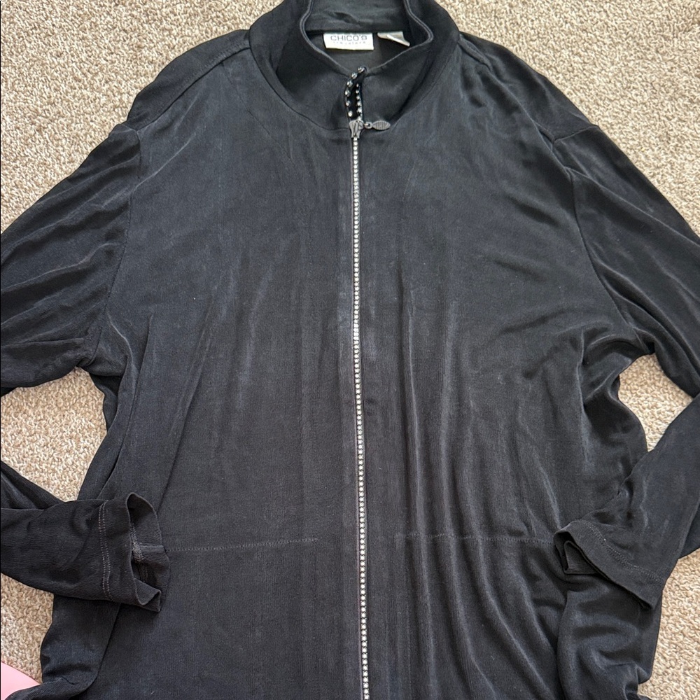 Chico Black Lightweight Sparkle Zip Up